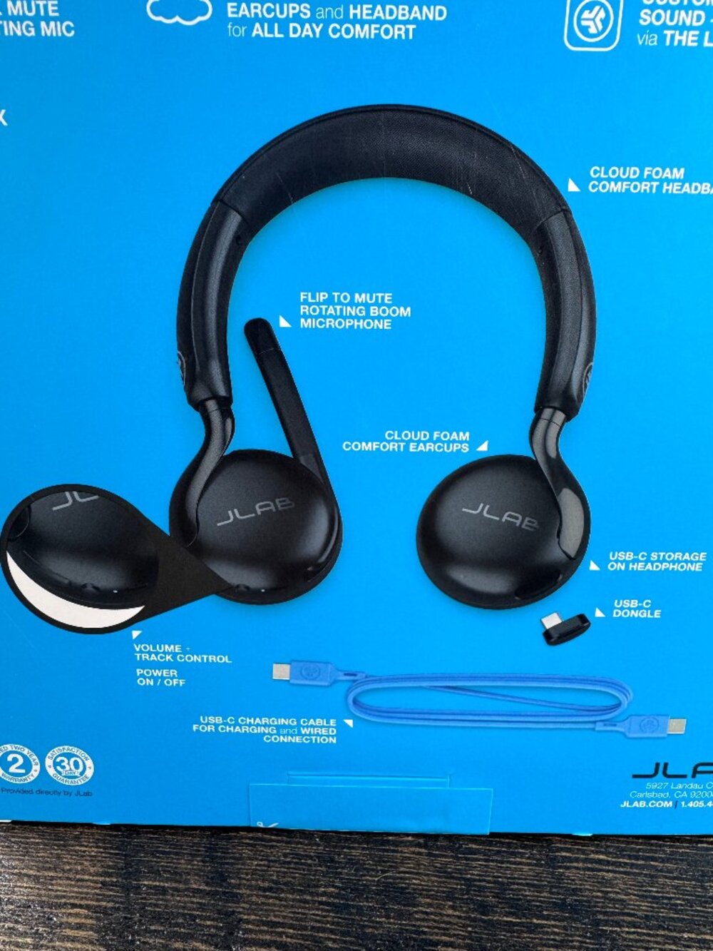 JLab Go Work Wireless On-Ear Headset with Noise-Cancelling Mic